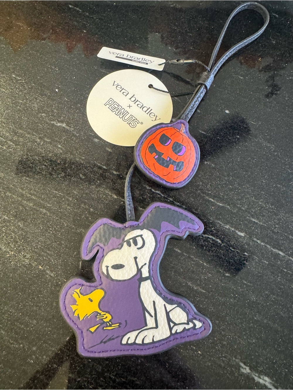 Vera Bradley Halloween Peanuts Snoopy & Woodstock Bag charm - Purple/Orange-Rare